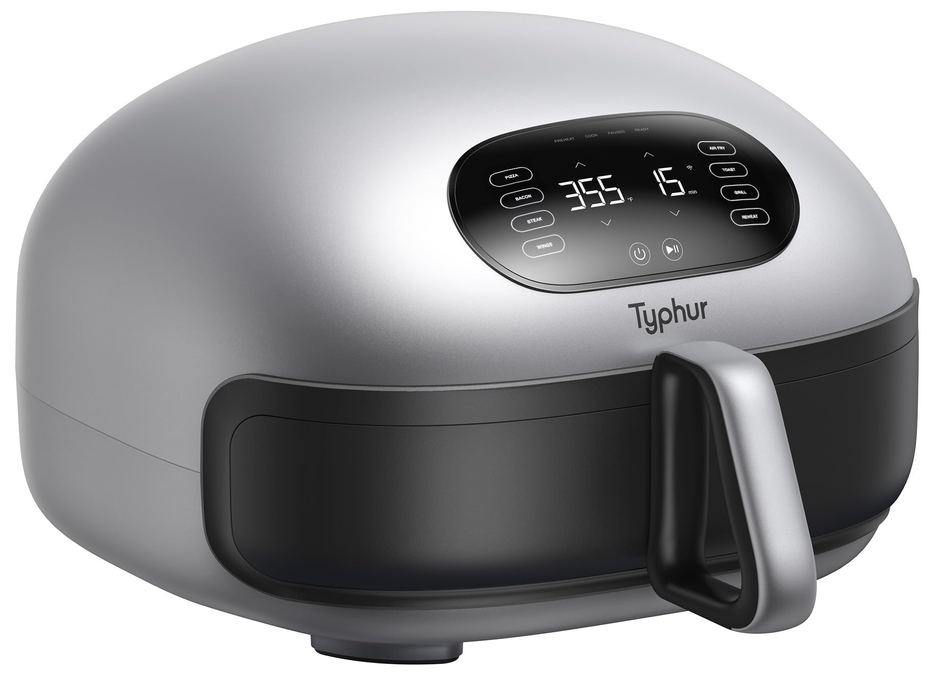 Typhur Dome 2 Air Fryer: smart air fryer with dual heating, self-cleaning, fits pizza, quiet and efficient.