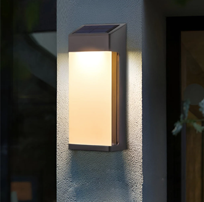 2 Pcs Rectangular LED Light-controlled Waterproof Outdoor Solar Sconce Lighting | Kalsten